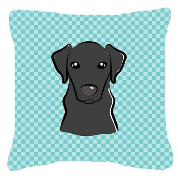 Caroline's Treasures BB1173PW1414 Checkerboard Blue Black Labrador Canvas Fabric Decorative Pillow , 14Hx14W, multicolor
