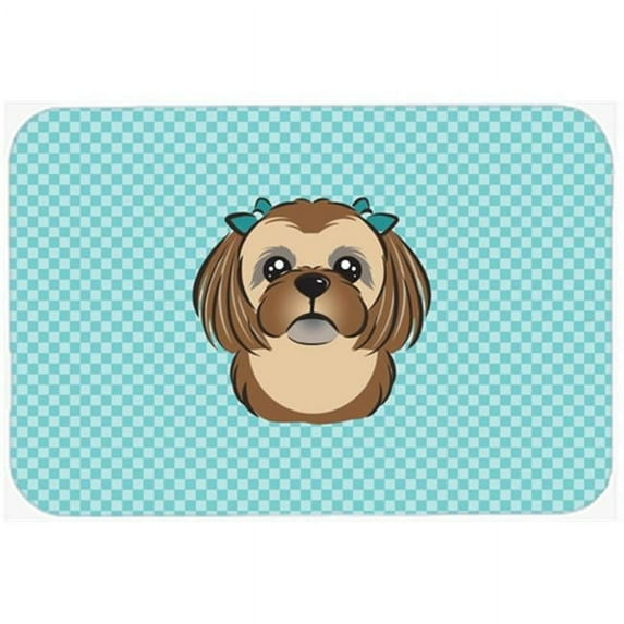 Carolines Treasures Checkerboard Blue Chocolate Brown Shih Tzu Mouse Pad Hot Pad or Trivet Large multicolor