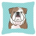 thumbnail image 1 of Carolines Treasures BB1157PW1818 Checkerboard Blue English Bulldog Fabric Decorative Pillow- 18 x 18 In., 1 of 1