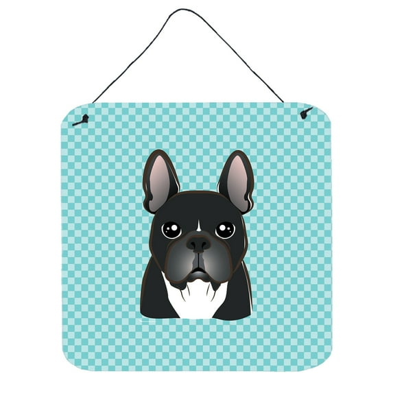 Carolines Treasures Checkerboard Blue French Bulldog Wall or Door Hanging Prints 6x6 multicolor