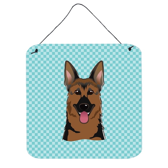 Carolines Treasures Checkerboard Blue German Shepherd Wall or Door Hanging Prints 6x6 multicolor
