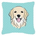 thumbnail image 1 of Carolines Treasures BB1143PW1818 Checkerboard Blue Golden Retriever Fabric Decorative Pillow- 18 x 18 In., 1 of 3