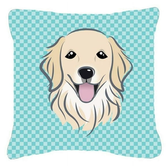 Carolines Treasures BB1143PW1818 Checkerboard Blue Golden Retriever Fabric Decorative Pillow- 18 x 18 In.