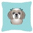 thumbnail image 1 of Caroline's Treasures BB1188PW1818 Checkerboard Blue Gray Silver Shih Tzu Canvas Fabric Decorative Pillow , 18H x18W,, 1 of 3