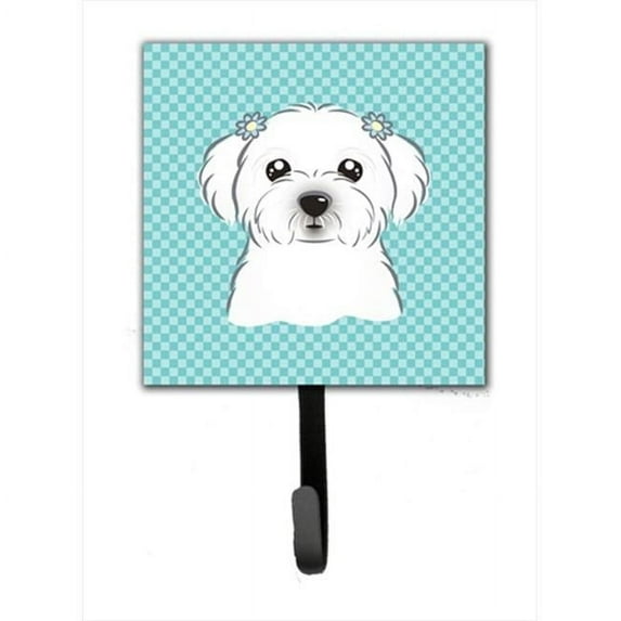 Carolines Treasures Checkerboard Blue Maltese Leash or Key Holder 7Hx4.25W multicolor