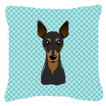 Carolines Treasures Checkerboard Blue Min Pin Canvas Fabric Decorative Pillow 18H x18W multicolor