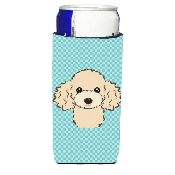 Carolines Treasures Checkerboard Blue Poodle Beverage Insulators for slim cans Slim Can multicolor