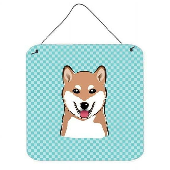 Carolines Treasures Checkerboard Blue Shiba Inu Aluminum Metal Wall Or Door Hanging Prints - 6 x 6 In.
