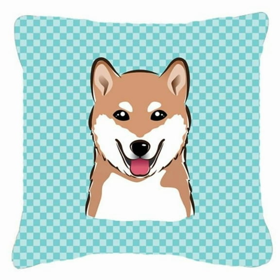 Carolines Treasures Checkerboard Blue Shiba Inu Canvas Fabric Decorative Pillow 18H x18W multicolor