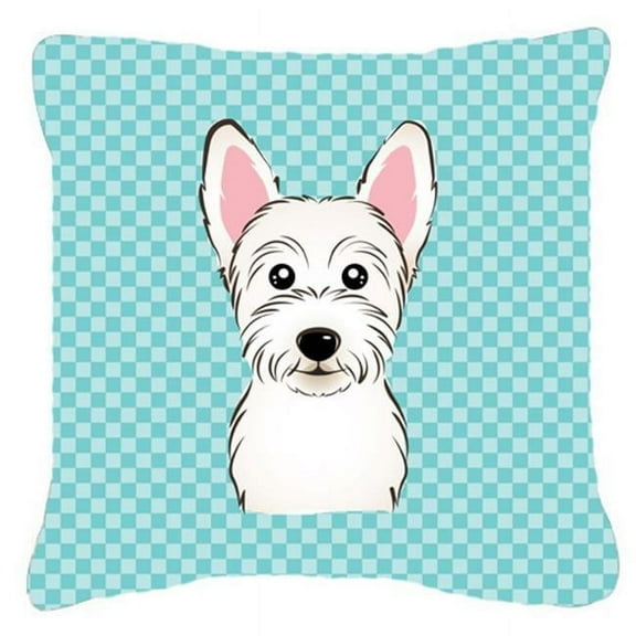 Carolines Treasures Checkerboard Blue Westie Canvas Fabric Decorative Pillow 18H x18W multicolor