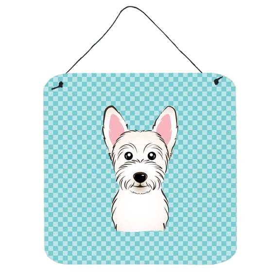 Carolines Treasures Checkerboard Blue Westie Wall or Door Hanging Prints 6x6 multicolor