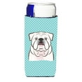 thumbnail image 1 of Carolines Treasures Checkerboard Blue White English Bulldog Ultra Beverage Insulators for slim cans Slim Can multicolor, 1 of 2