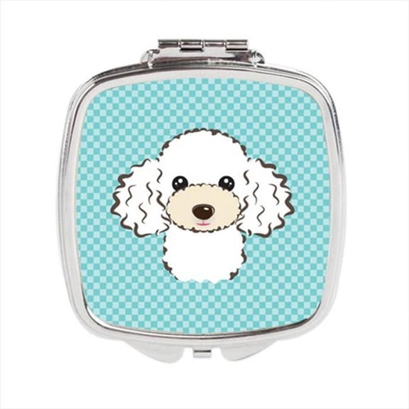 Carolines Treasures  Checkerboard Blue White Poodle Compact Mirror- - 2.75 x 3 x .3 In.