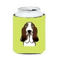 thumbnail image 1 of Carolines Treasures Checkerboard Lime Green Basset Hound Can or Bottle Hugger Can Hugger multicolor, 1 of 1