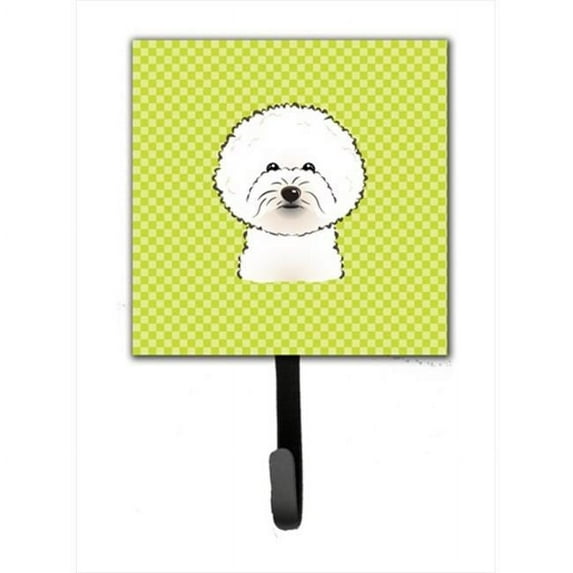 Carolines Treasures Checkerboard Lime Green Bichon Frise Leash or Key Holder 7Hx4.25W multicolor