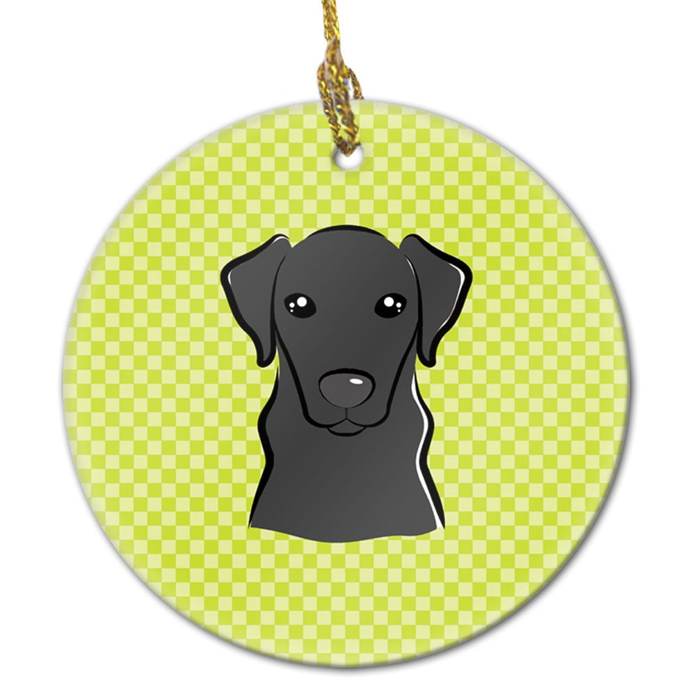 Carolines Treasures Checkerboard Lime Green Black Labrador Ceramic Ornament 3 in multicolor