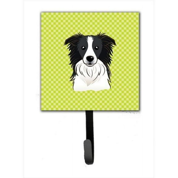 Carolines Treasures Checkerboard Lime Green Border Collie Leash Or Key Holder