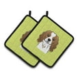 thumbnail image 1 of Carolines Treasures  Checkerboard Lime Green Cavalier Spaniel Pair of Pot Holders, 1 of 1