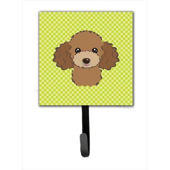Carolines Treasures Checkerboard Lime Green Chocolate Brown Poodle Leash or Key Holder 7Hx4.25W multicolor