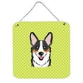 thumbnail image 1 of Carolines Treasures  Checkerboard Lime Green Corgi Aluminum Metal Wall Or Door Hanging Prints - 6 x 6 In., 1 of 1