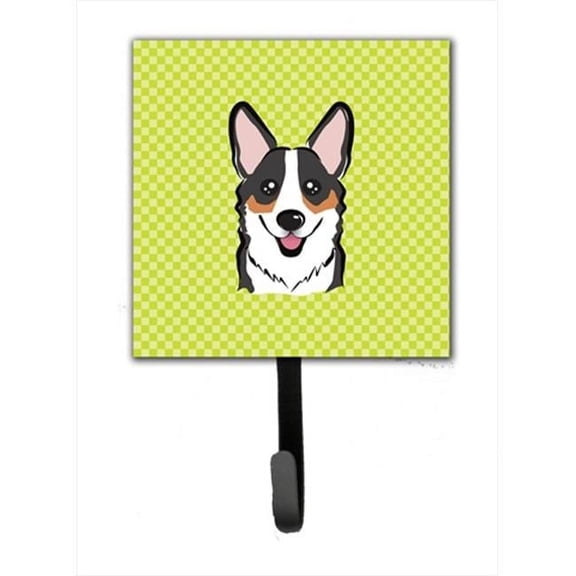 Carolines Treasures Checkerboard Lime Green Corgi Leash Or Key Holder