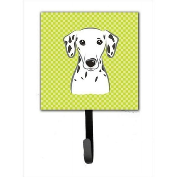 Carolines Treasures Checkerboard Lime Green Dalmatian Leash or Key Holder 7Hx4.25W multicolor