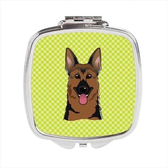 Carolines Treasures  Checkerboard Lime Green German Shepherd Compact Mirror- - 2.75 x 3 x .3 In.