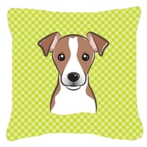 Carolines Treasures Checkerboard Lime Green Jack Russell Terrier Canvas Fabric Decorative Pillow 18H x18W multicolor