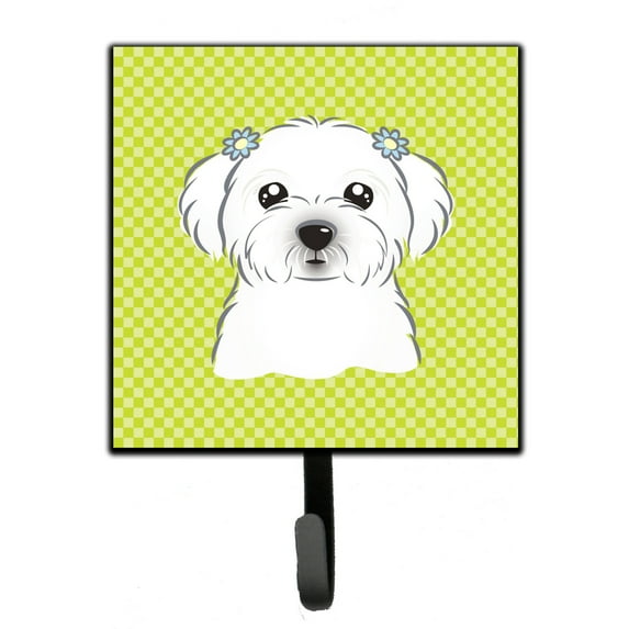 Carolines Treasures Checkerboard Lime Green Maltese Leash or Key Holder 7Hx4.25W multicolor