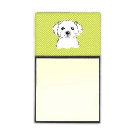 Carolines Treasures Checkerboard Lime Green Maltese Sticky Note Holder Large multicolor