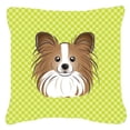 thumbnail image 1 of Carolines Treasures Checkerboard Lime Green Papillon Canvas Fabric Decorative Pillow 14Hx14W multicolor, 1 of 4