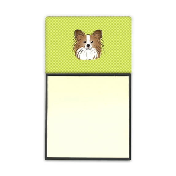 Carolines Treasures Checkerboard Lime Green Papillon Sticky Note Holder Large multicolor