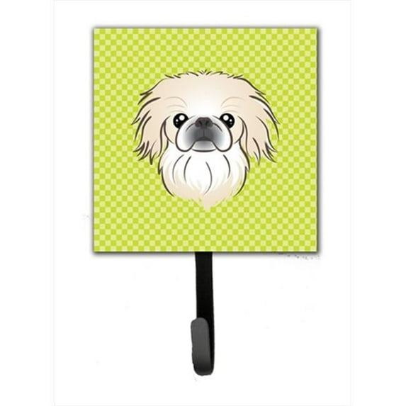 Carolines Treasures Checkerboard Lime Green Pekingese Leash or Key Holder 7Hx4.25W multicolor