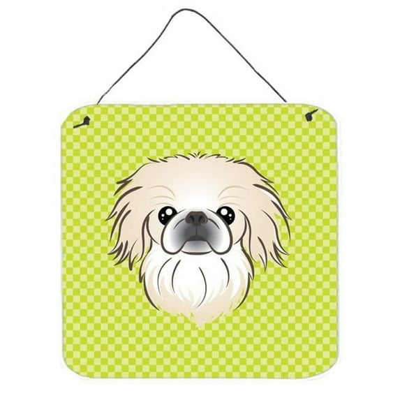 Carolines Treasures Checkerboard Lime Green Pekingese Wall or Door Hanging Prints 6x6 multicolor