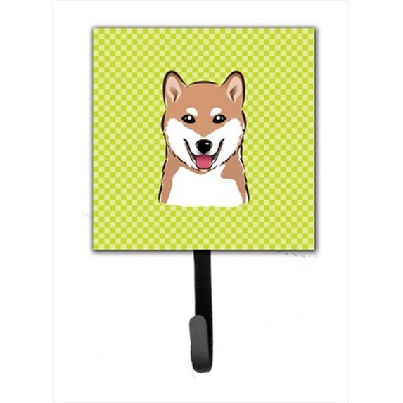 Carolines Treasures Checkerboard Lime Green Shiba Inu Leash or Key Holder 7Hx4.25W multicolor