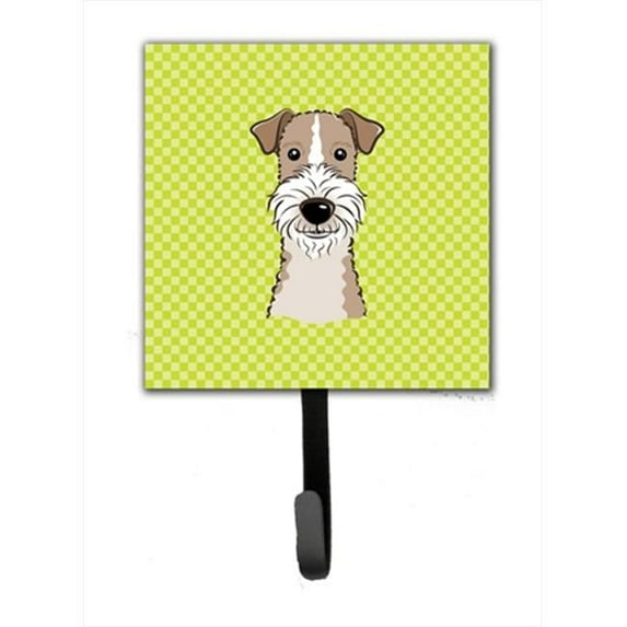Carolines Treasures Checkerboard Lime Green Wire Haired Fox Terrier Leash or Key Holder 7Hx4.25W multicolor