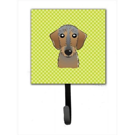Carolines Treasures Checkerboard Lime Green Wirehaired Dachshund Leash or Key Holder 7Hx4.25W multicolor