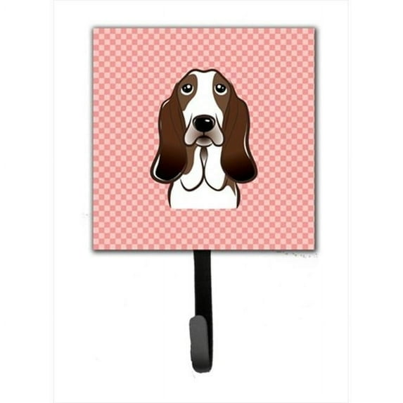 Carolines Treasures Checkerboard Pink Basset Hound Leash or Key Holder 7Hx4.25W multicolor