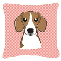 Caroline's Treasures BB1239PW1414 Checkerboard Pink Beagle Canvas Fabric Decorative Pillow , 14Hx14W, multicolor