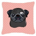 thumbnail image 1 of Caroline's Treasures BB1263PW1818 Checkerboard Pink Black Pug Canvas Fabric Decorative Pillow , 18H x18W, multicolor, 1 of 1