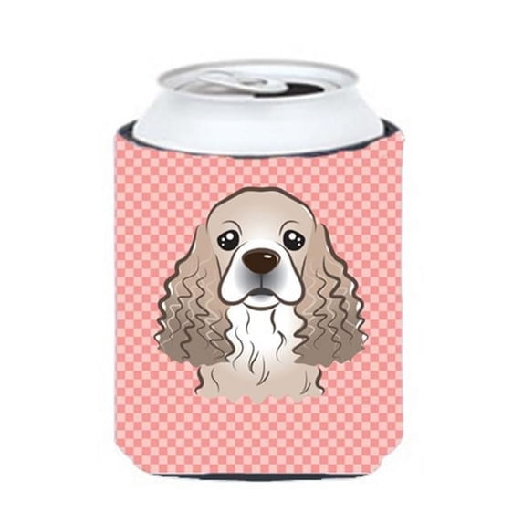Carolines Treasures Checkerboard Pink Cocker Spaniel Can Or Bottle Hugger