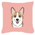 thumbnail image 1 of Carolines Treasures Checkerboard Pink Corgi Canvas Fabric Decorative Pillow 18H x18W multicolor, 1 of 3