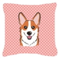 thumbnail image 1 of Carolines Treasures Checkerboard Pink Corgi Canvas Fabric Decorative Pillow 18H x18W multicolor, 1 of 1
