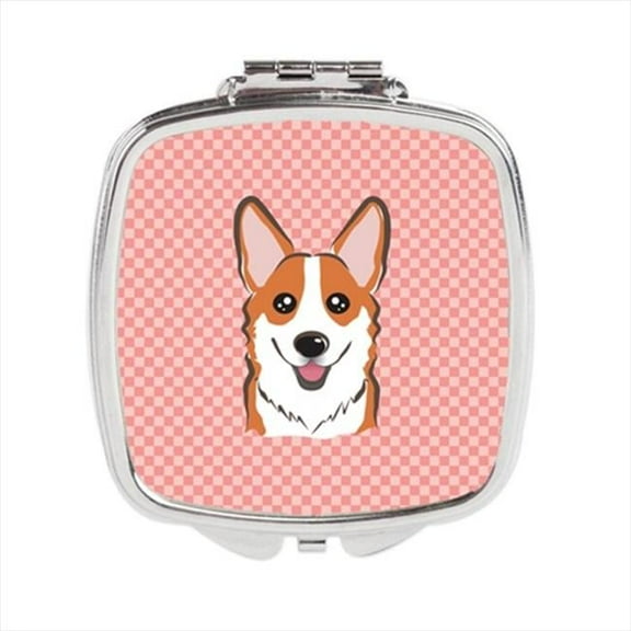 Carolines Treasures  Checkerboard Pink Corgi Compact Mirror