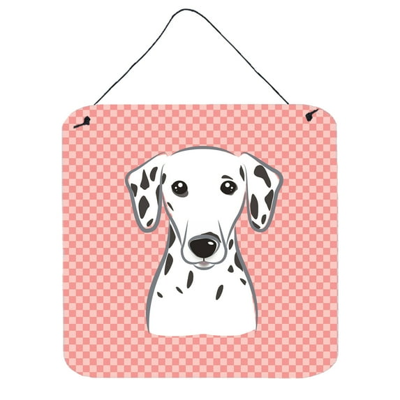 Carolines Treasures Checkerboard Pink Dalmatian Wall or Door Hanging Prints 6x6 multicolor