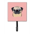 thumbnail image 1 of Carolines Treasures Checkerboard Pink Fawn Pug Leash or Key Holder 7Hx4.25W multicolor, 1 of 2