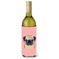 thumbnail image 1 of Carolines Treasures Checkerboard Pink Fawn Pug Wine Bottle Beverage Insulator Hugger Wine Bottle multicolor, 1 of 1