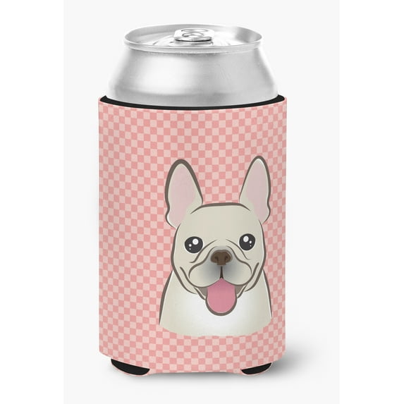 Carolines Treasures Checkerboard Pink French Bulldog Can or Bottle Hugger Can Hugger multicolor