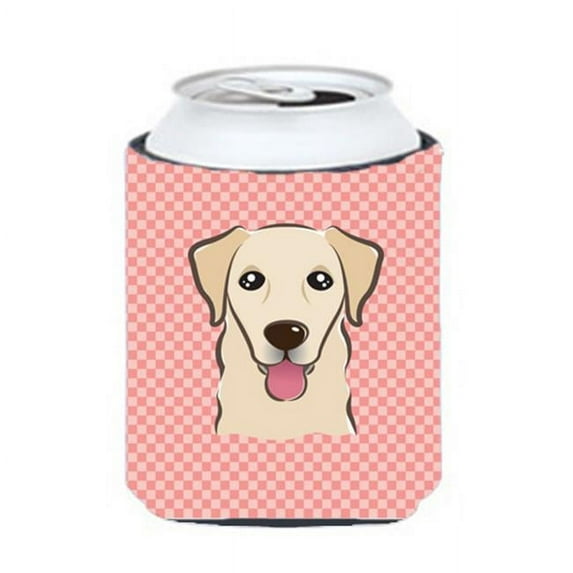 Carolines Treasures Checkerboard Pink Golden Retriever Can or Bottle Hugger Can Hugger multicolor