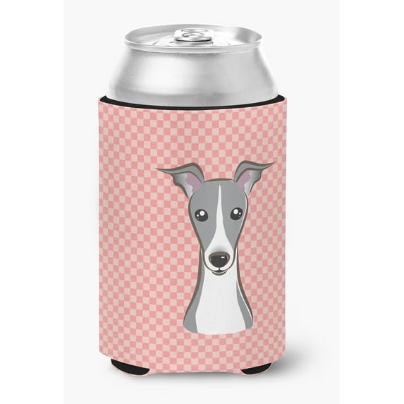 Carolines Treasures Checkerboard Pink Italian Greyhound Can or Bottle Hugger Can Hugger multicolor